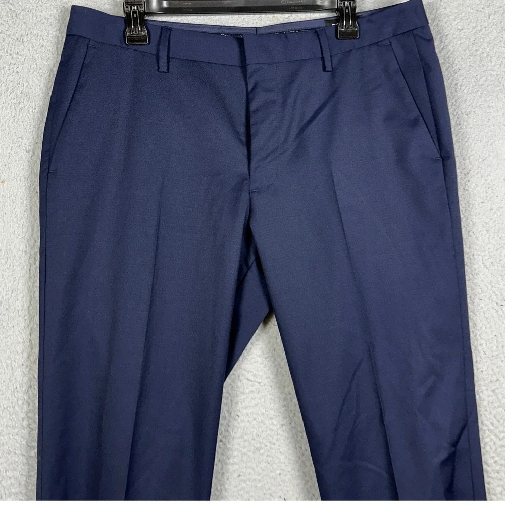 Bonobos Worsted Wool Blend Pants Mens 35X30 Blue Standard Fit Dress Flat Front